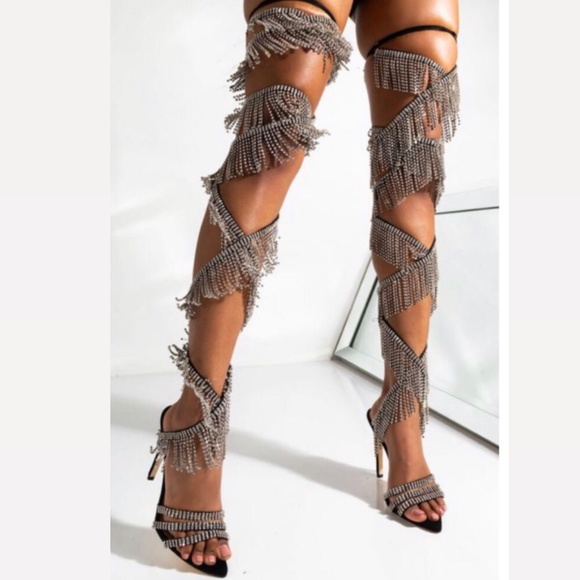 Black/silver laced heels - Picture 1 of 1